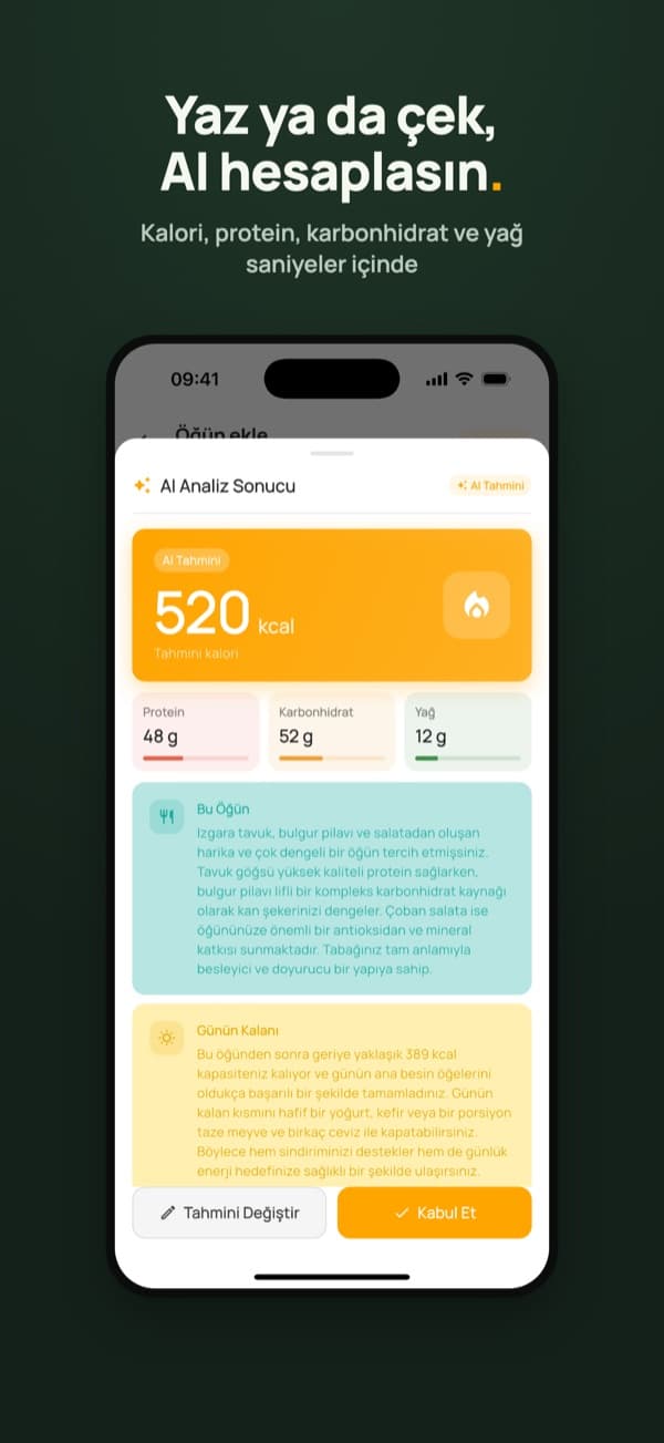 Fitcal AI – Öğün ekleme